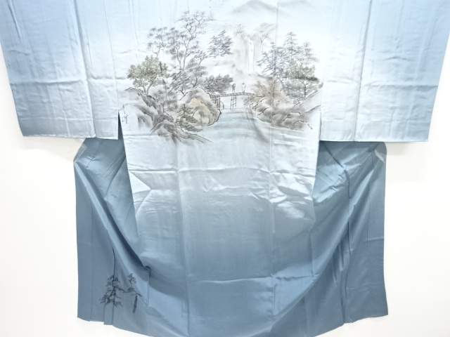 JAPANESE KIMONO / ANTIQUE MENS JUBAN / SILK / SCENERY